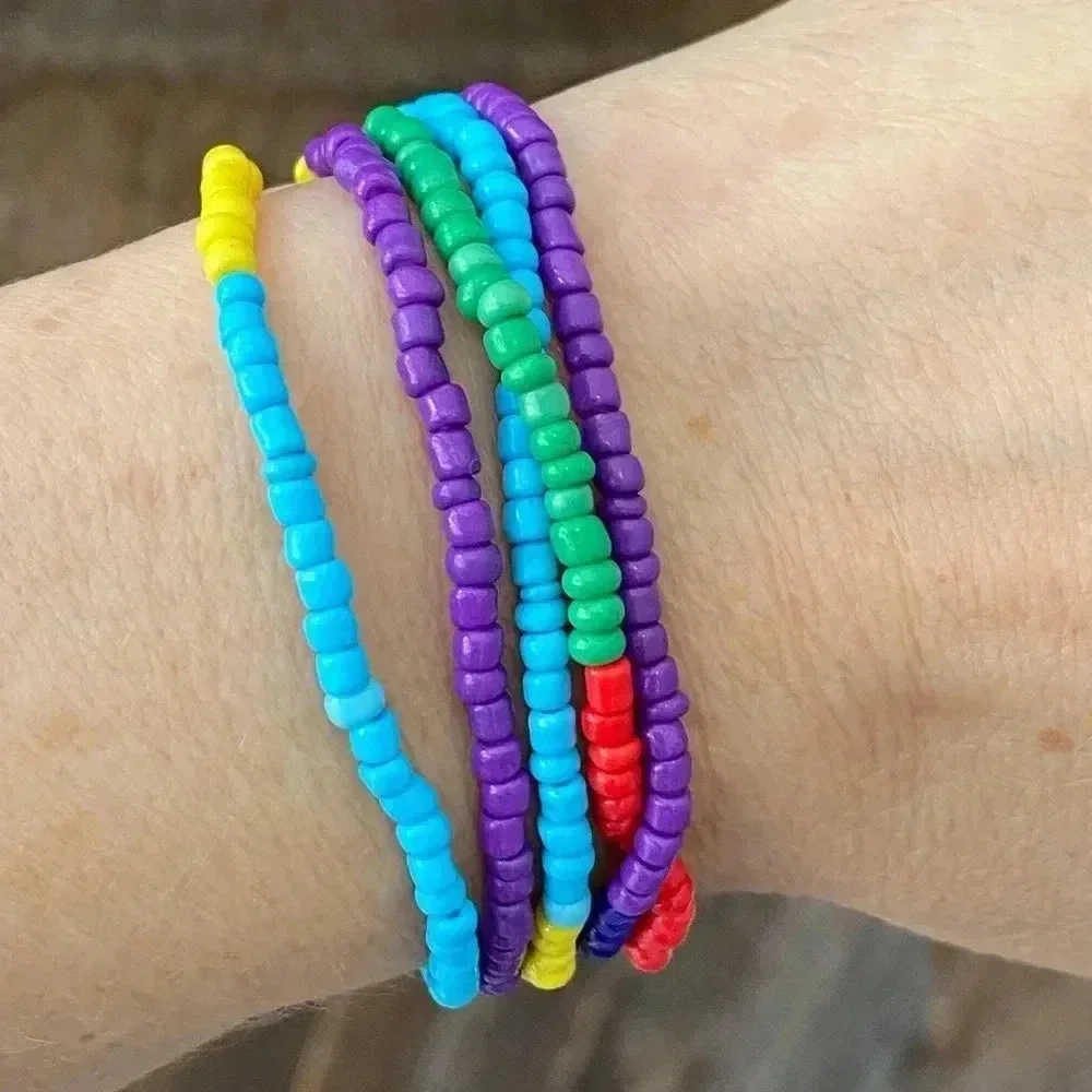 Taste the Rainbow Africa Style Seed Bead Waist Beads Stretch Bracelet